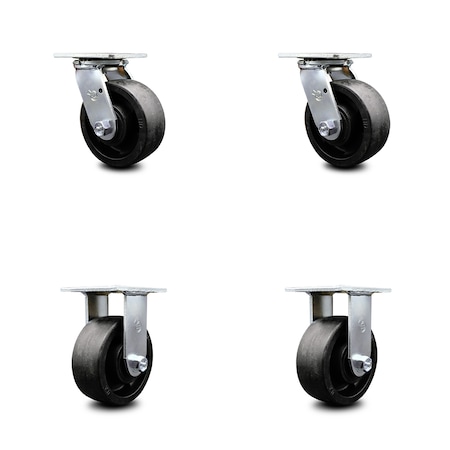 Service Caster 5 Inch Glass Filled Nylon Caster Set with Roller Bearings 2 Swivel 2 Rigid SCC SCC-30CS520-GFNR-2-R-2